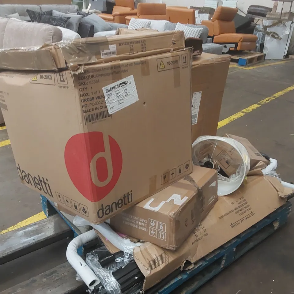 PALLET CONTAINING ASSORTED CONSUMER PRODUCTS/FURNITURE PARTS ECT