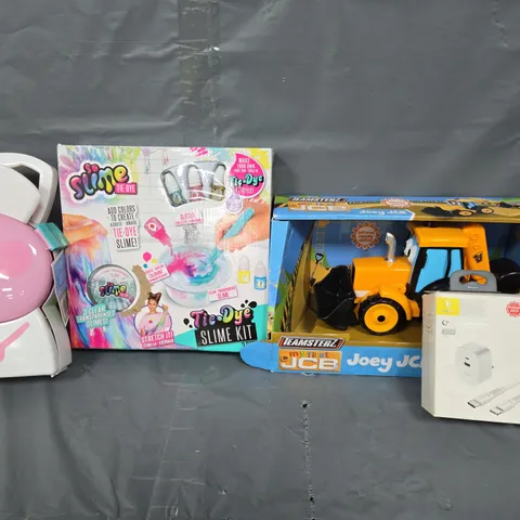 BOX OF APPROXIMATLEY 12 ASSORTED ITEMS TO INCLUDE - SLIME TIE DYE , TEAMSTEAL JOEY JCB ETC