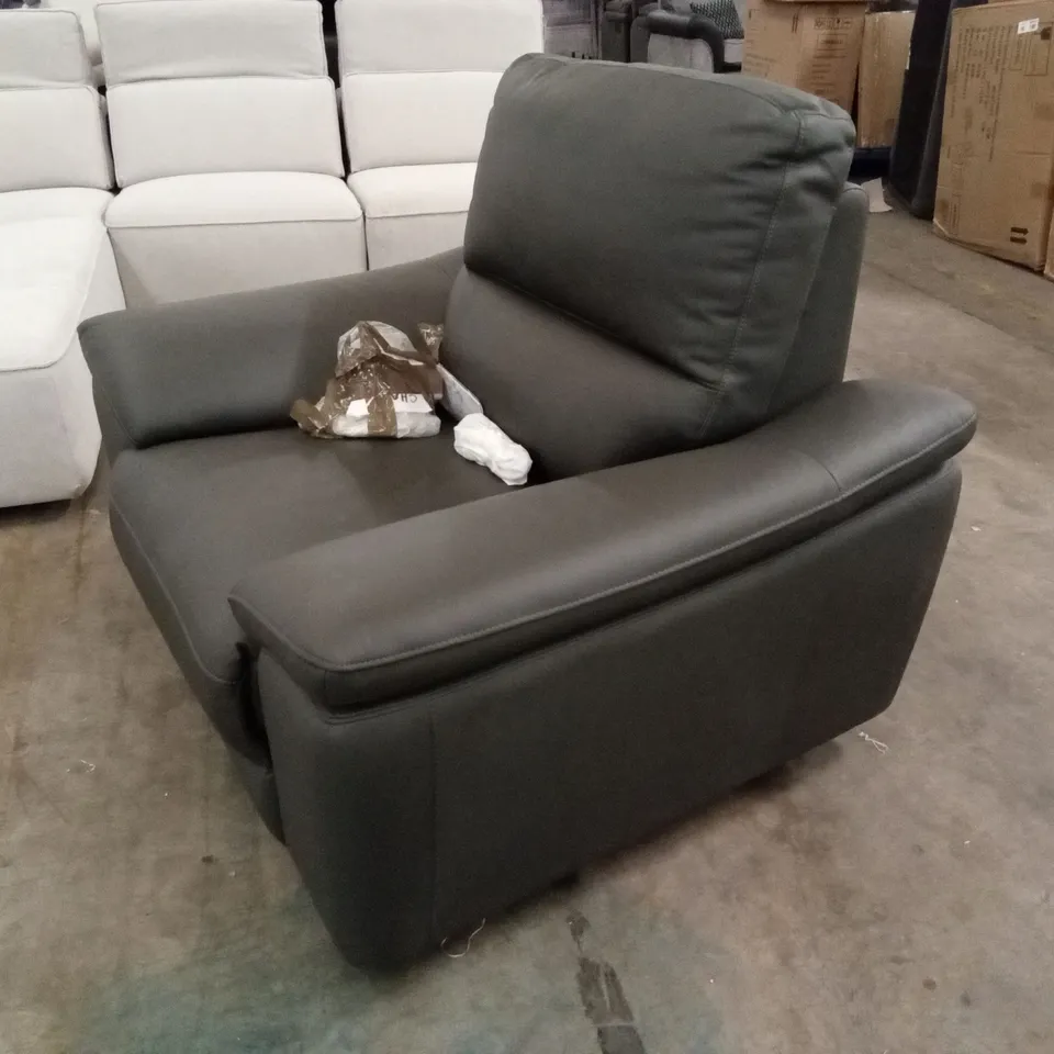 PAVILION LEATHER/FAUX LEATHER POWER RECLINER ARMCHAIR - CHARCOAL RRP £829