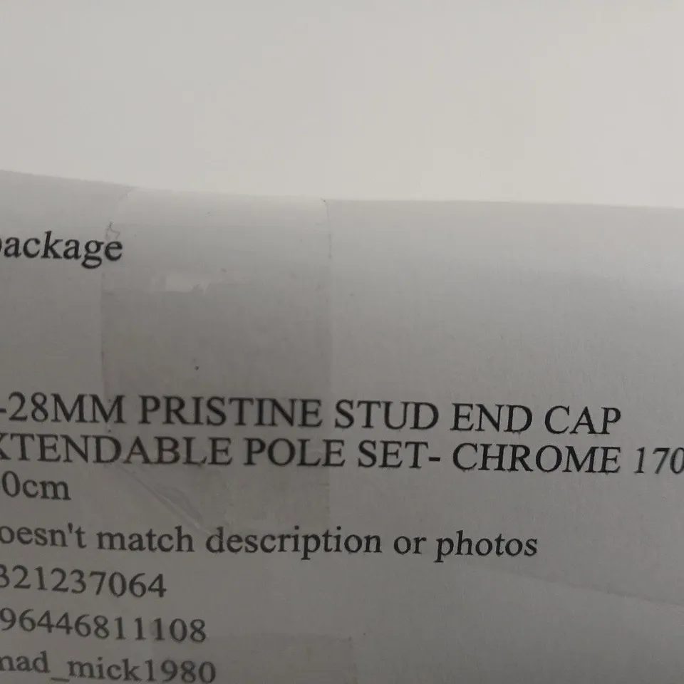 PRISTINE CHROME EXTENDABLE CURTAIN POLE SET, 25–28 MM DIAMETER, 170–300 CM