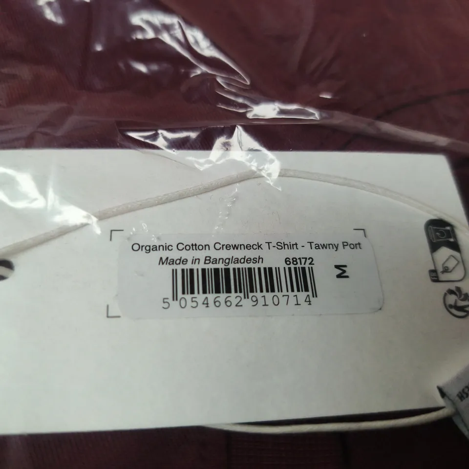 T.M. LEWIN ORGANIC COTTON CREWNECK T-SHIRT – TAWNY PORT, SIZE M