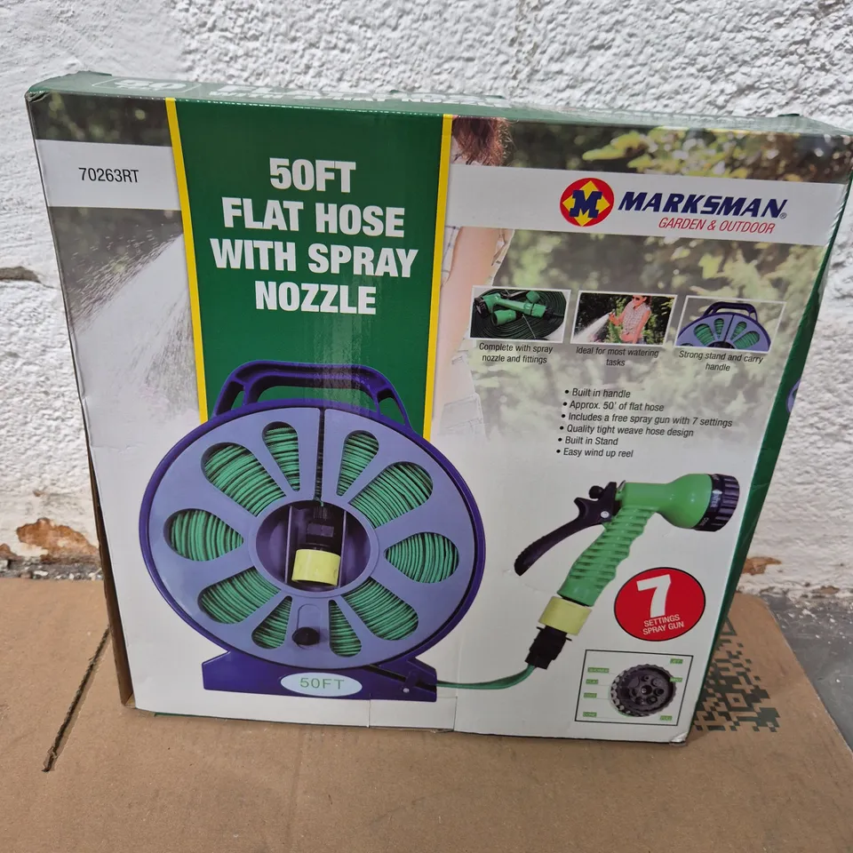 MARKSMAN 50FT FLAT HOSE WITH SPRAY NOZZLE
