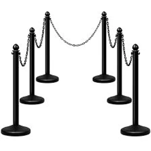 BOXED 6PCS STANCHIONS SET QUEUE SAFETY BARRIER 100CM DETACHABLE CHAIN CROWD CONTROL