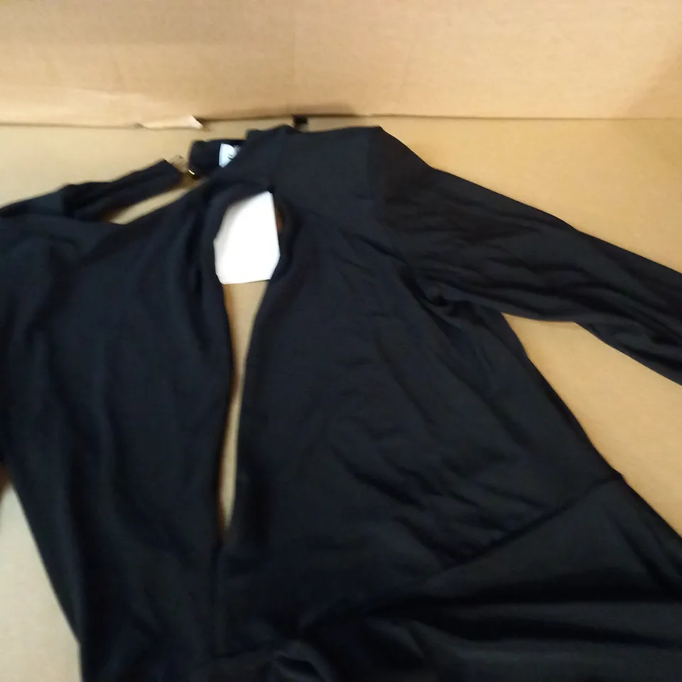 CLUB OF LONDON BLACK CUT OUT MIDI DRESS WITH THIGH SPLIT - UK 14