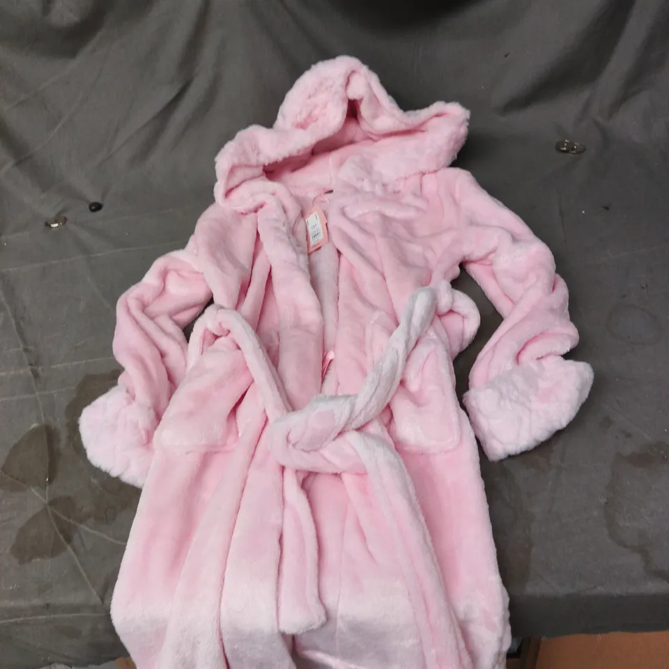 BOUX AVENUE CANDY PINK FUR TRIM MIDI DRESSING GOWN – UK SIZE S