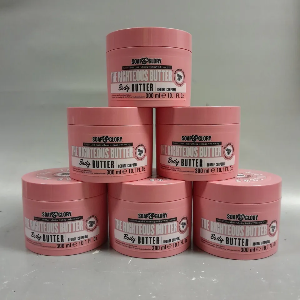 LOT OF 6 SOAP AND GLORY THE RIGHTEOUS BODY BUTTER (300ML)