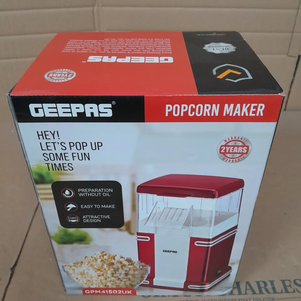 BOXED GEEPAS POPCORN MAKER