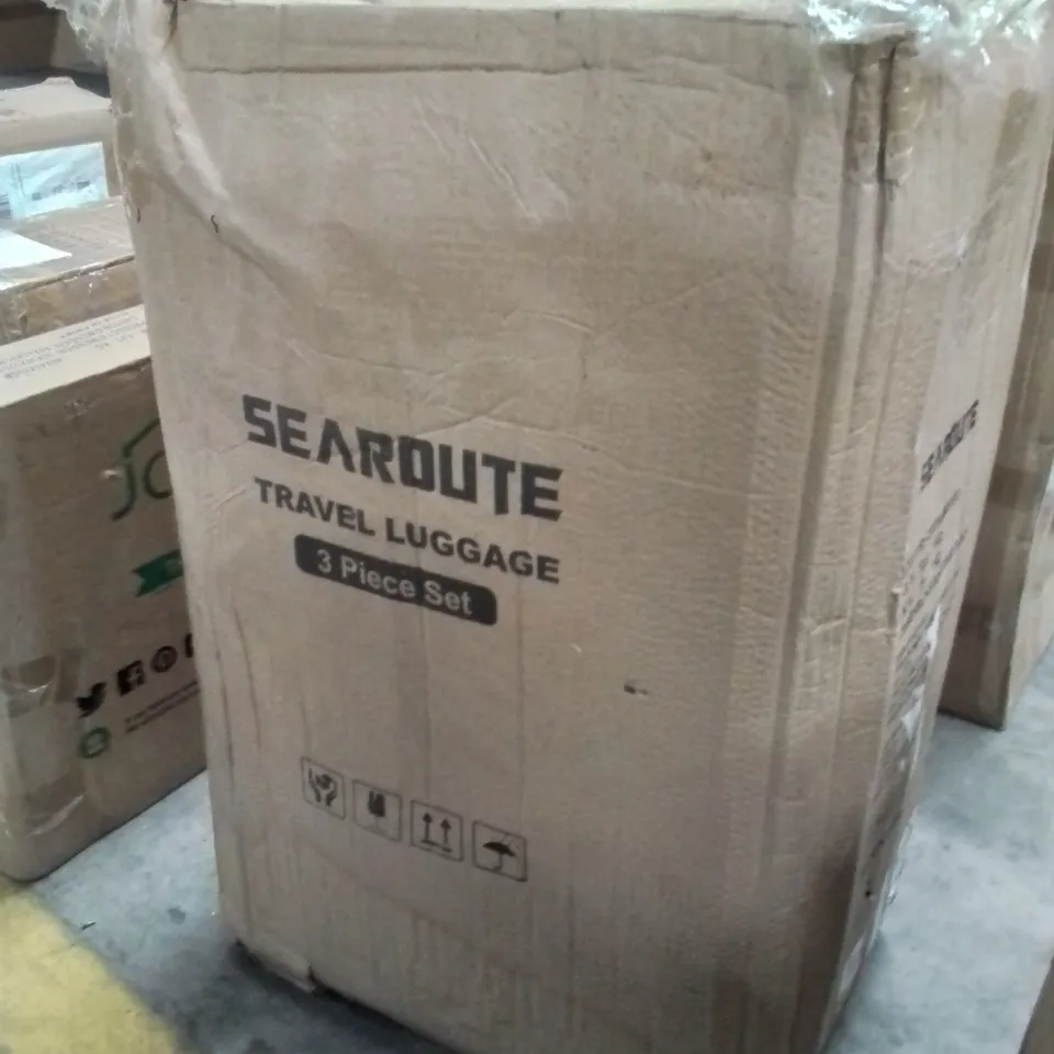 BOXED SEAROUTE TRAVEL LUGGAGE CASE SET OF 3 -CREAM AND BROWN-