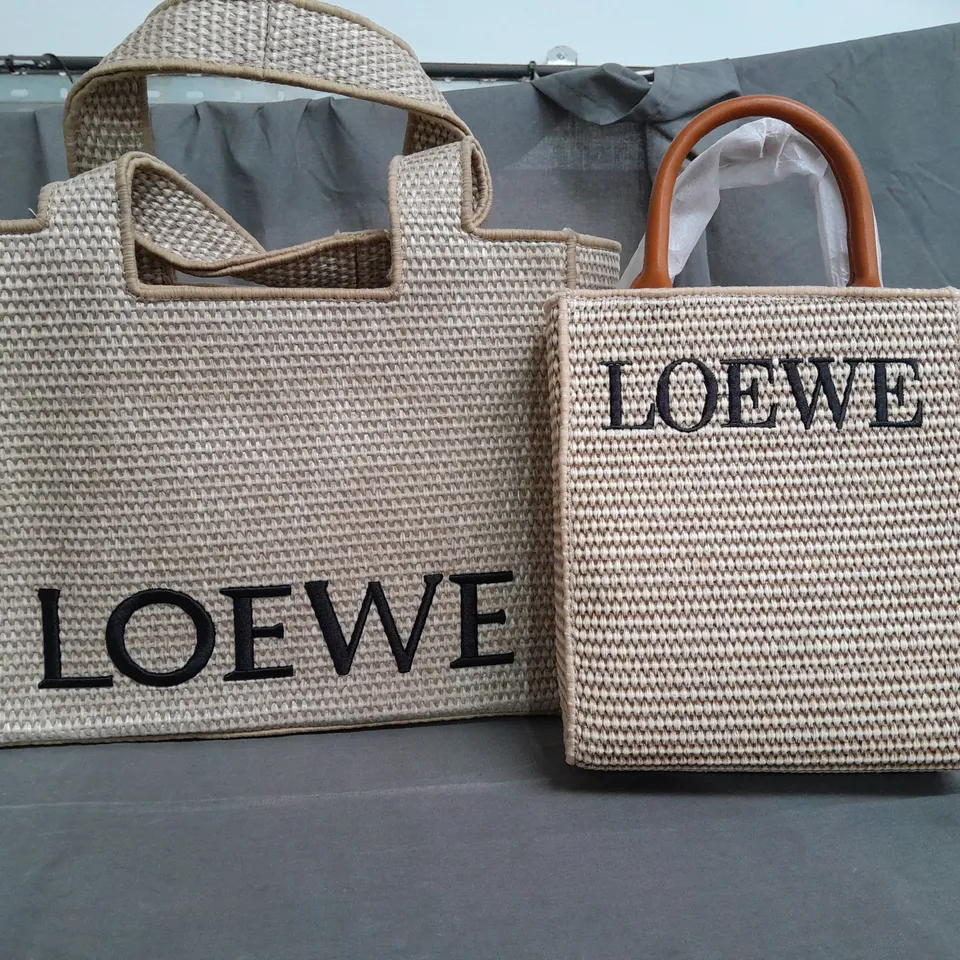 SET OF 2 LOEWE BEIGE SHORT STRAP HAND BAGS