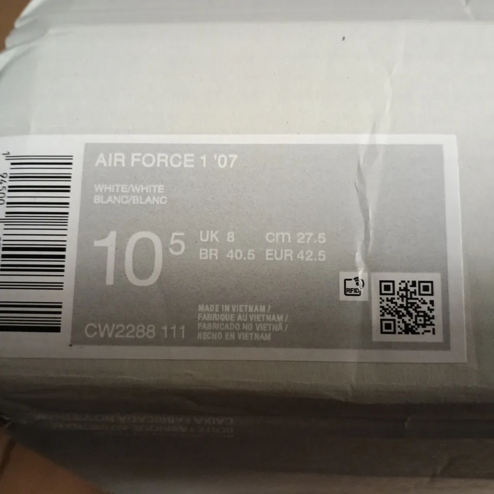NIKE AIR FORCE 1 '07 WHITE/WHITE – UK 8 