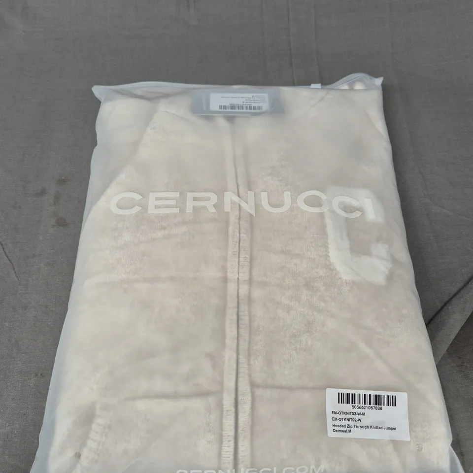 BAGGED CERNUCCI HOODED ZIP THROUGH KNITTED JUMPER - SIZE M