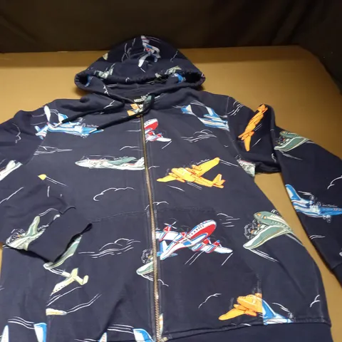 LOVE MOSCHINO ZIP THROUGH AEROPLANE HOODIE - L