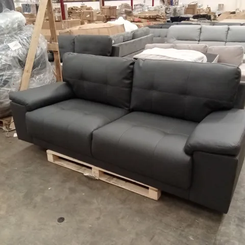 KANSAS 3 SEATER SOFA, GREY PREMIUM FAUX LEATHER