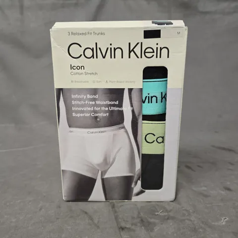 CALVIN KLEIN ICON COTTON STRETCH TRUNKS – 3 PACK, MEN'S UNDERWEAR, SIZE M