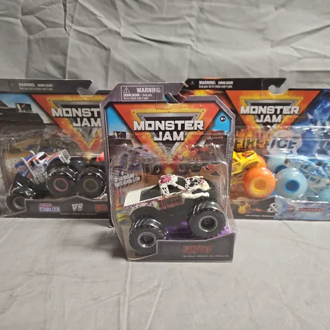 LOT OF 3 MONSTER JAM 1/64 SCALE DIECAST MONSTER TRUCKS