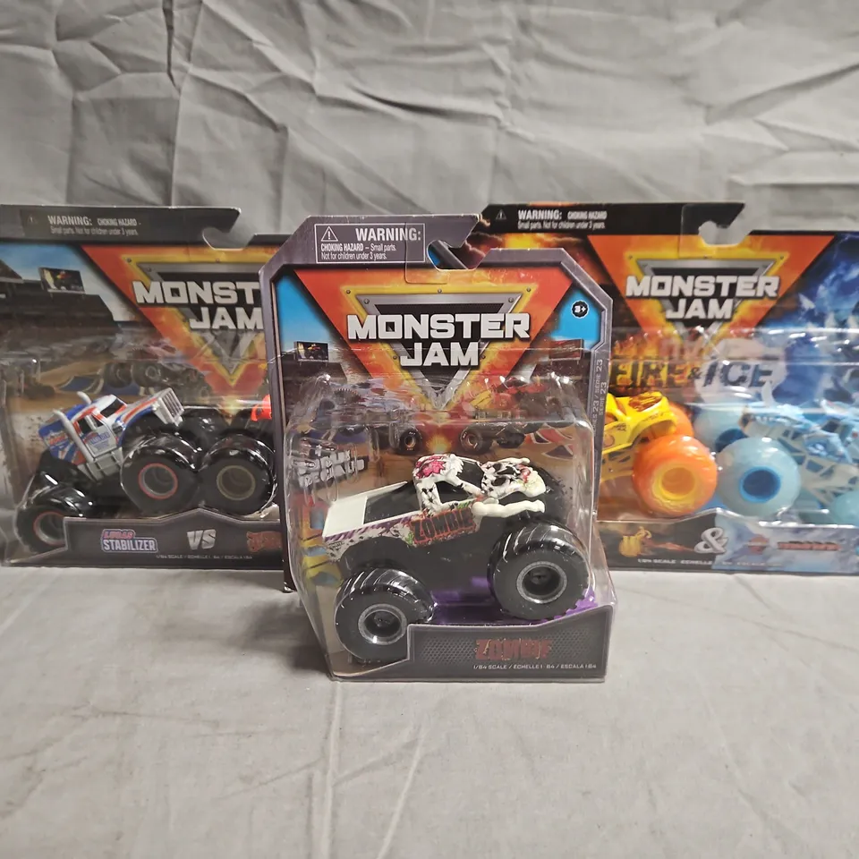 LOT OF 3 MONSTER JAM 1/64 SCALE DIECAST MONSTER TRUCKS