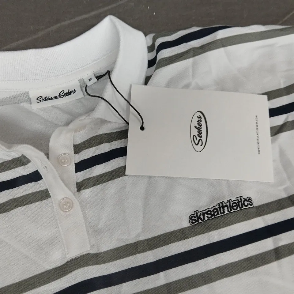 SISTER & SEEKERS STRIPED POLO SHIRT - M