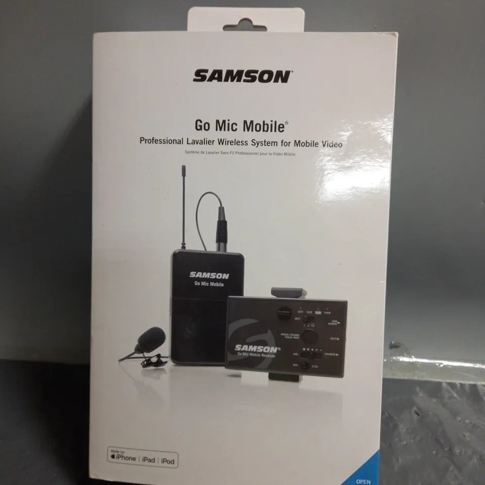 BOXED SAMSON GO MIC MOBILE PRO LAVALIER WIRELESS SYSTEM FOR MOBILE VIDEO MADE FOR IPHONE