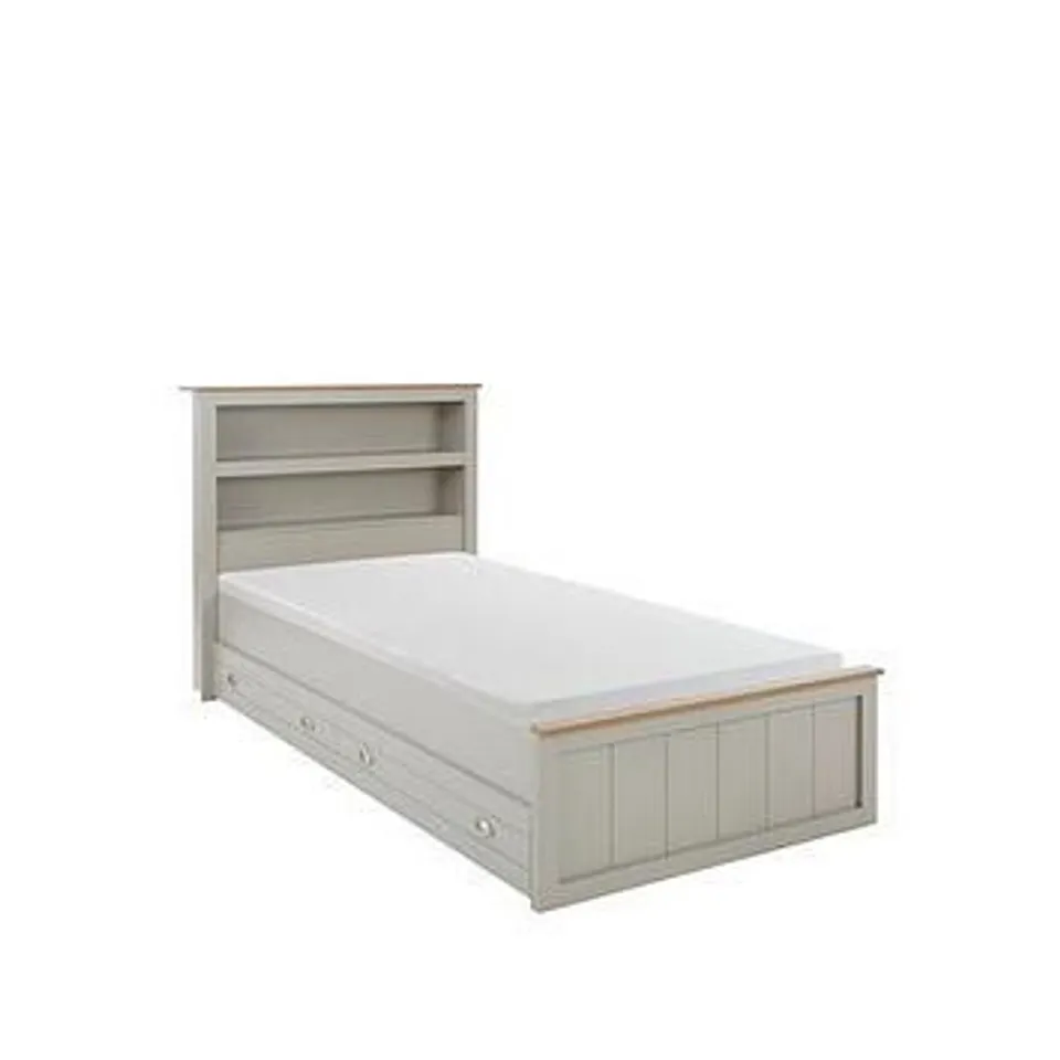 BOXED ATLANTA GREY SINGLE BED WITH STORAGE - GREY (2 BOXES) RRP £319.99