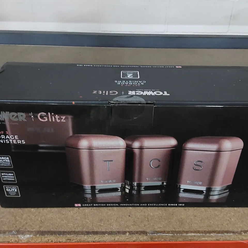 BOXED TOWER T826015B KITCHEN TEA, COFFEE WND SUGAR STORAGE CANISTERS (1 BOX)