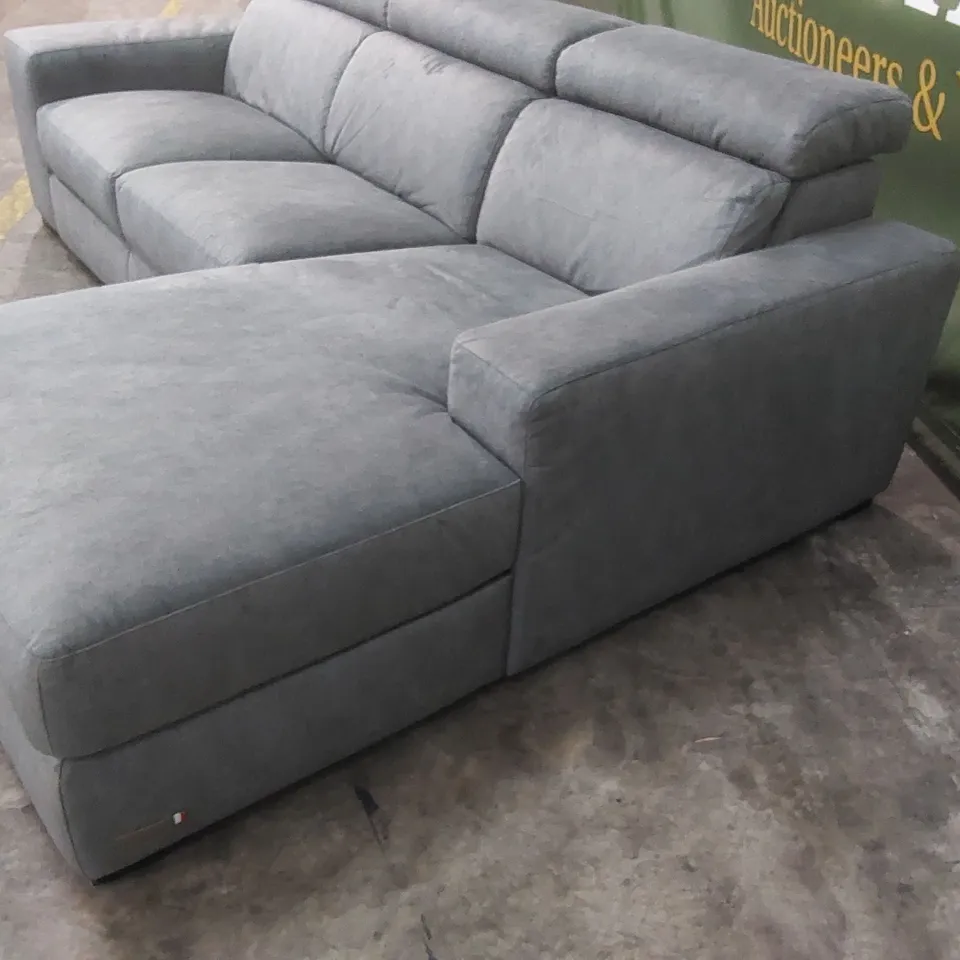 QUALITY DESIGNER MELIZZANO FABRIC UPHOLSTERED LOUNGER CORNER SOFA BED