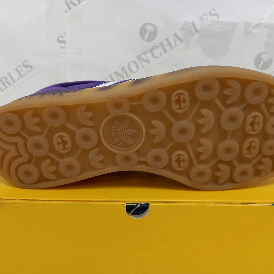 BOXED PAIR OF ADIDAS X GUCCI GAZELLES IN SUEDE PURPLE - UK 6 1/2
