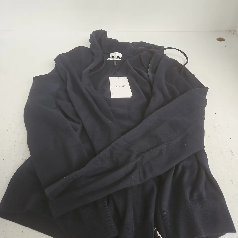 ARNE MERCERISED KNITTED ZIP HOODIE IN NAVY - 2XL