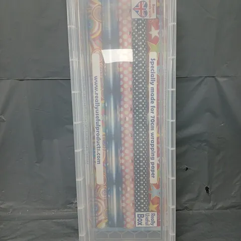 REALLY USEFUL BOX 22L WRAPPING PAPER STORAGE BOX IN CLEAR