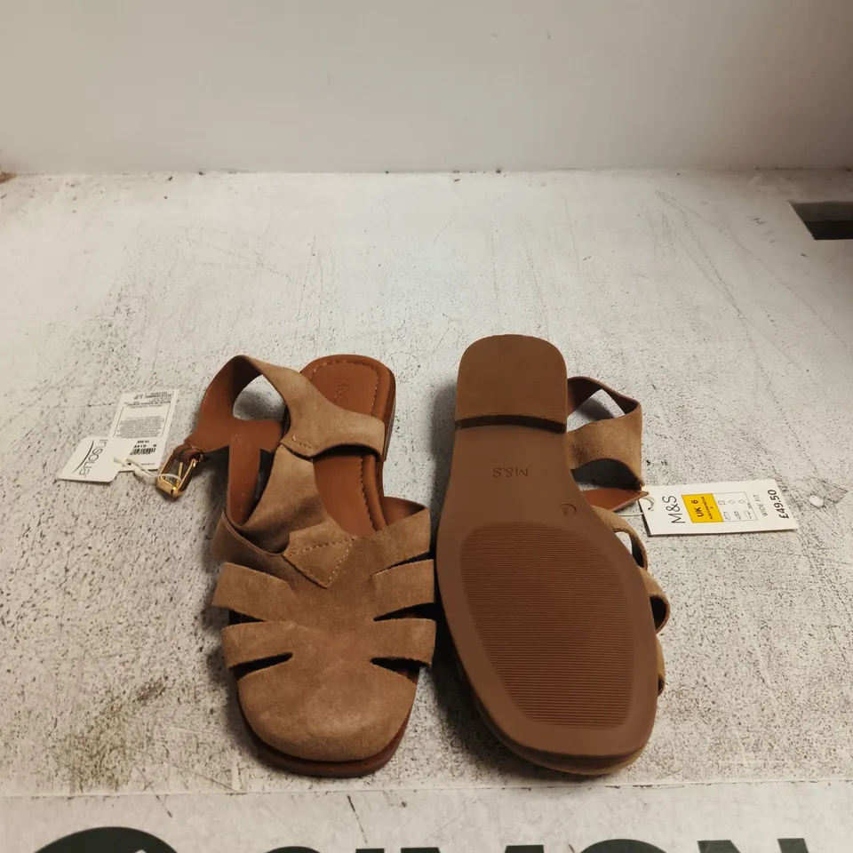 M&S WOMEN'S SUEDE CROSS-STRAP SANDALS – UK SIZE 6