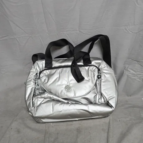 KIPLING TRAVEL/SPORTS BAG SILVER WITH BLACK STRAPS