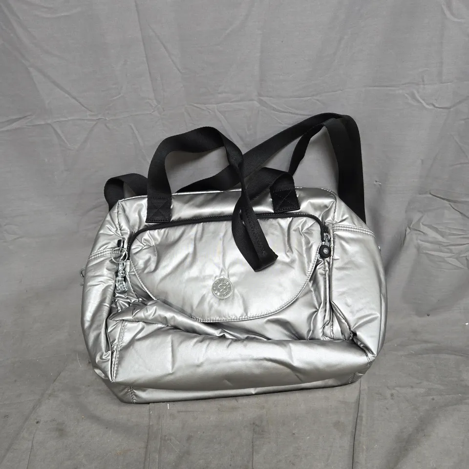 KIPLING TRAVEL/SPORTS BAG SILVER WITH BLACK STRAPS