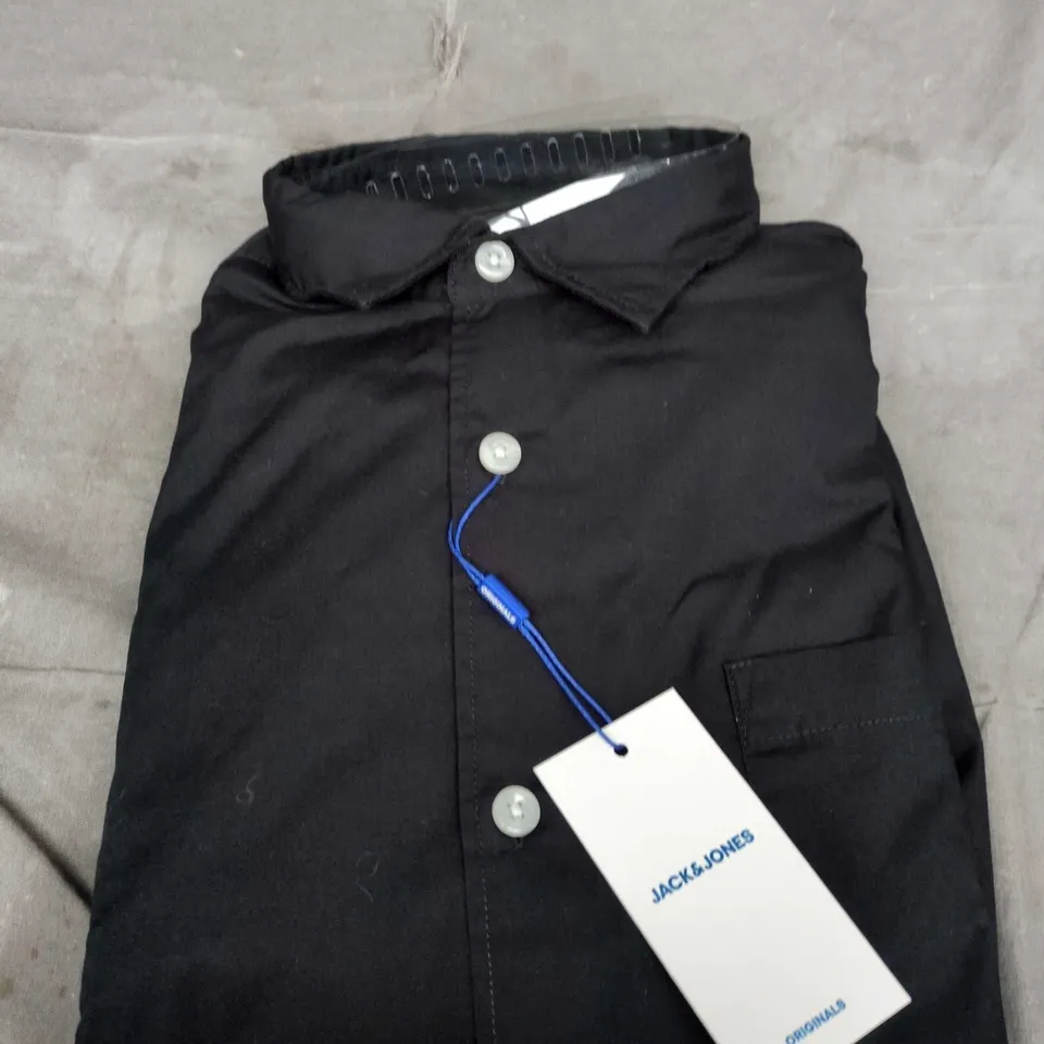 JACK & JONES ORIGINALS BLACK MEN'S SHIRT – BUTTON-FRONT WITH CHEST POCKET SIZE M