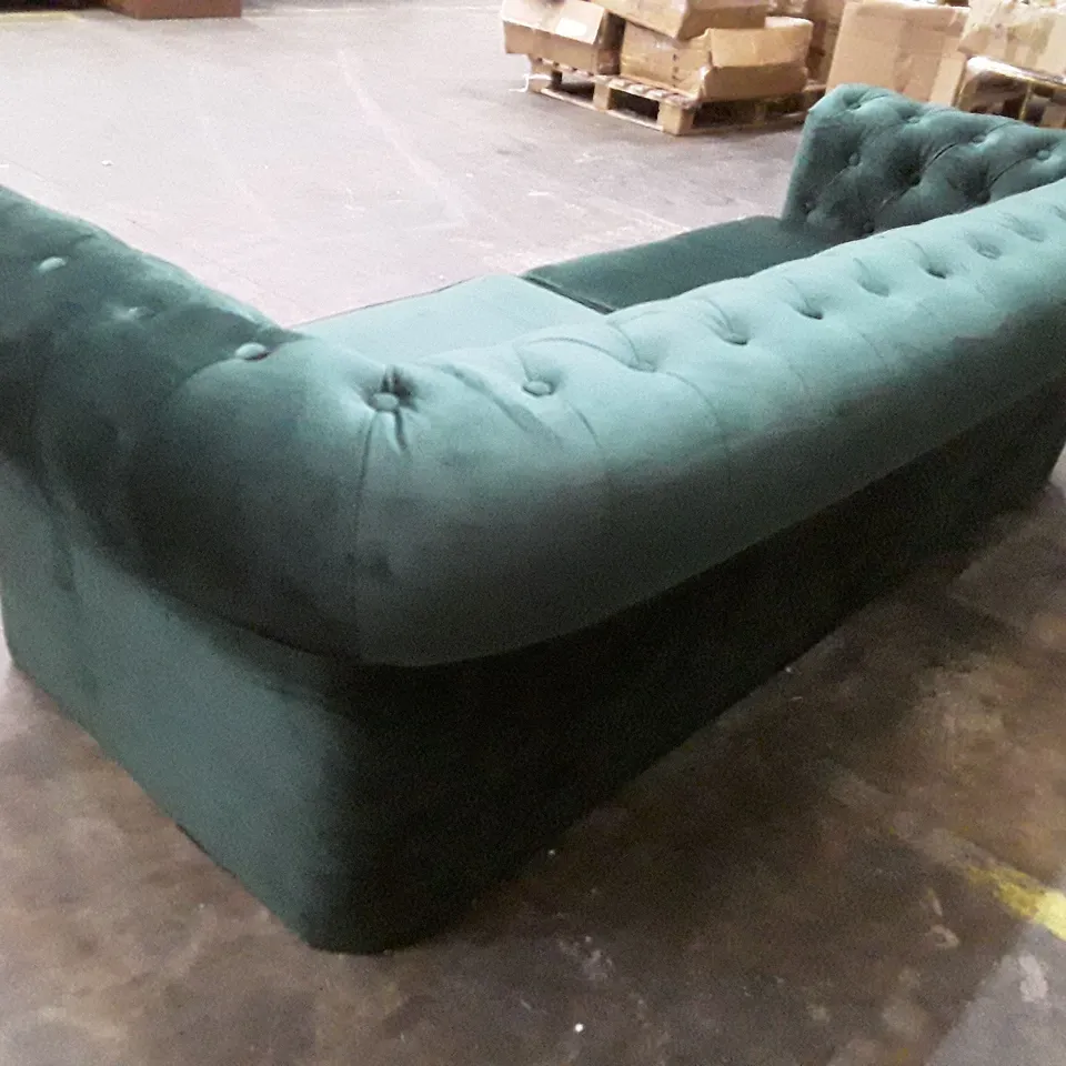 QUALITY DESIGNER 3 SEATER SOFA - GREEN VELVET FABRIC