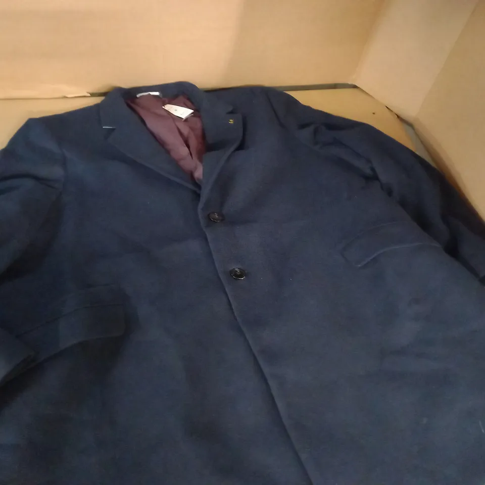 BURTON MENSWEAR PLUS AND TALL FAUX WOOL OVERCOAT IN NAVY - 4X