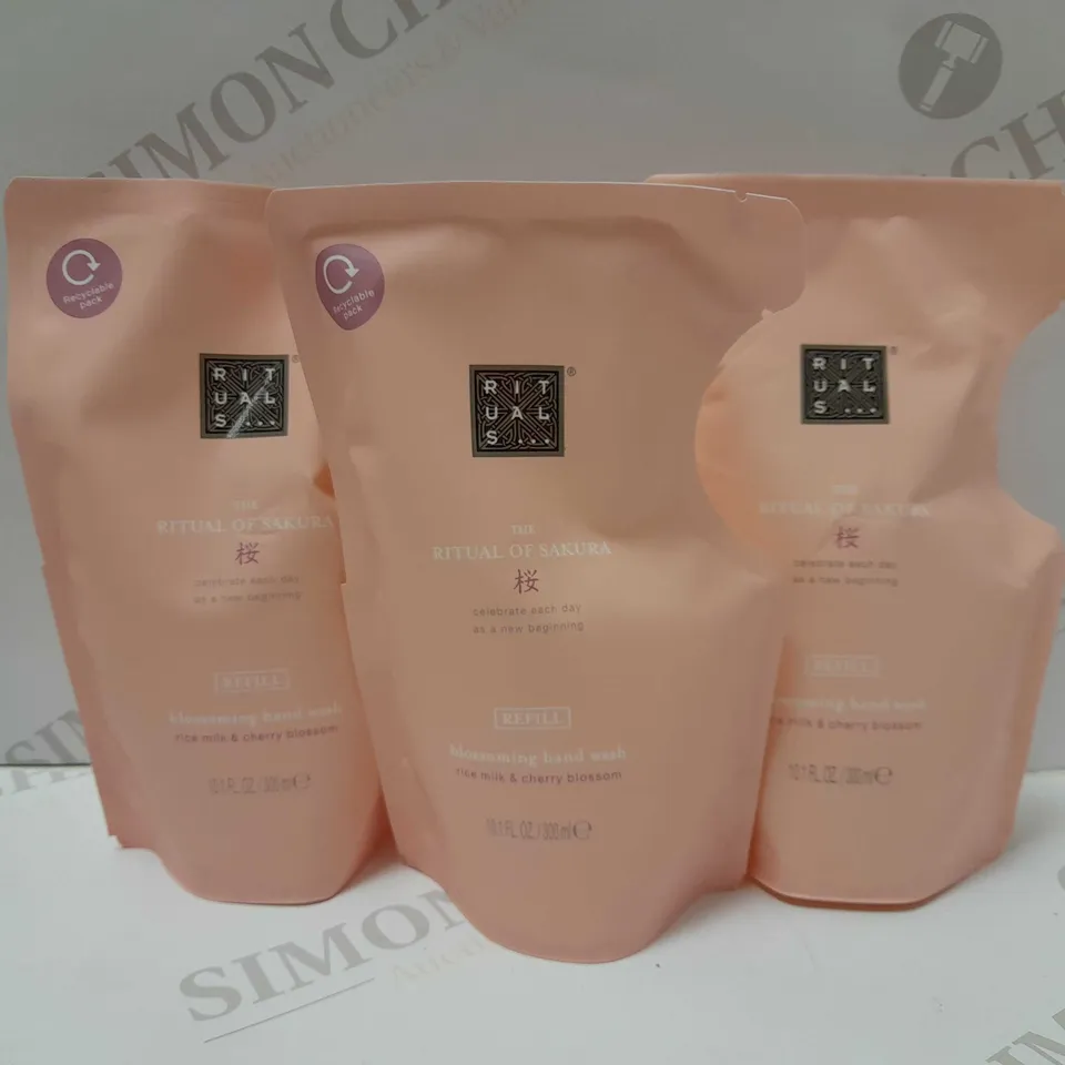 LOT OF 3 X 300ML RITUALS THE RITUAL OF SAKURA HAND WASH REFILLS - COLLECTION ONLY 