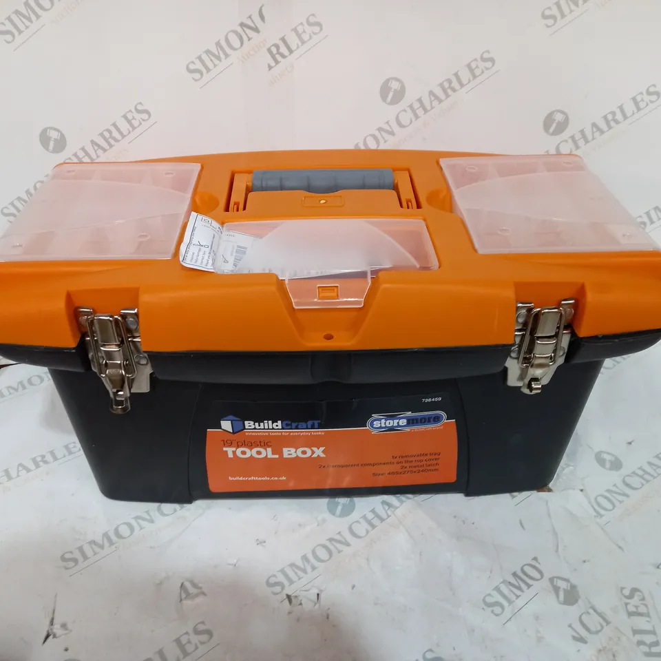 BOXED BUILDCRAFT 3 PIECE TOOL BOX SET WITH REMOVABLE STORAGE TRAYS