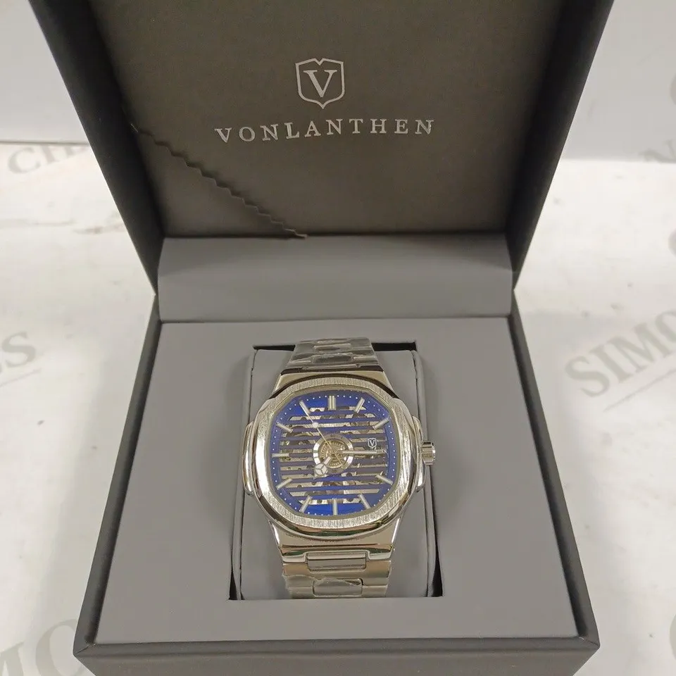 VONLANTHEN PART SKELETON BLUE CHRONOGRAPH BRACELET STRAP WRISTWATCH