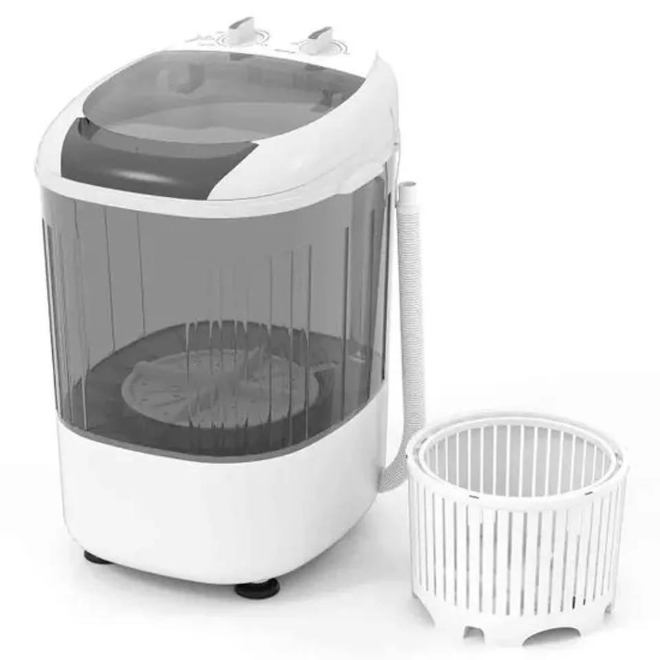 BOXED COSTWAY 2.5 KG CAPACITY PORTABLE MINI WASHING MACHINE WITH SPIN TUB AND DRAIN HOSE-GREY