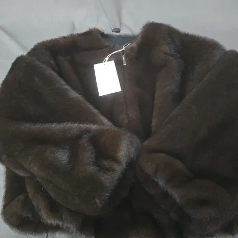 ZARA DARK BROWN FAUX FUR COAT – WOMEN'S, SIZE S