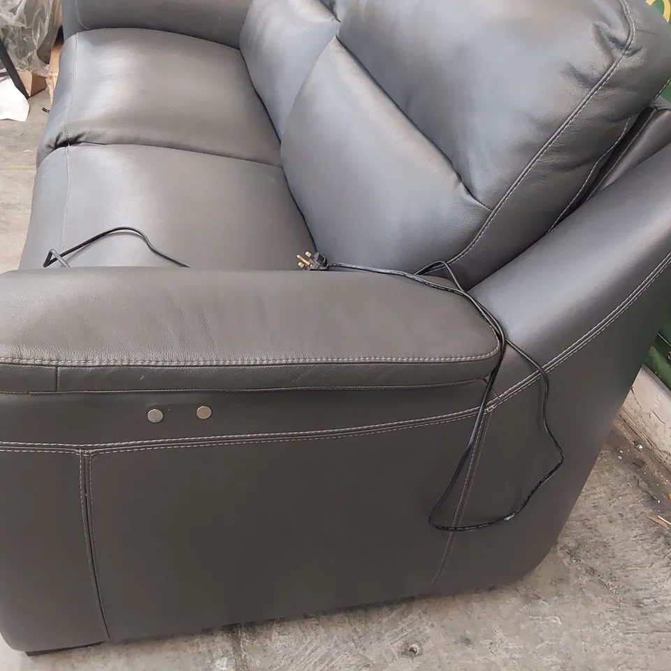 QUALITY ITALIAN DESIGNER POWER RECLINING THREE SEATER SOFA CHARCOAL LEATHER 