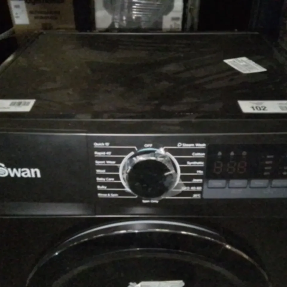 BOXED SWAN 8KG LOAD, 1400 SPIN FREESTANDING WASHING MACHINE - BLACK