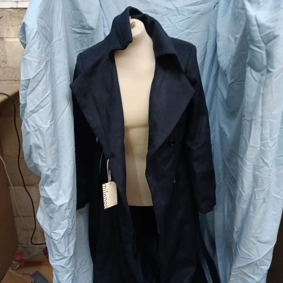 MILANOO NAVY LONG COAT – SIZE S (SMALL) 