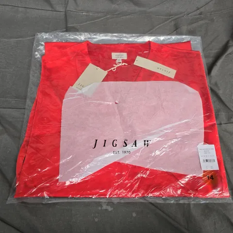BAGGED JIGSAW HEAVY SATIN BIAS-CUT DRESS - RED, UK 14 (US 10, EU 42)