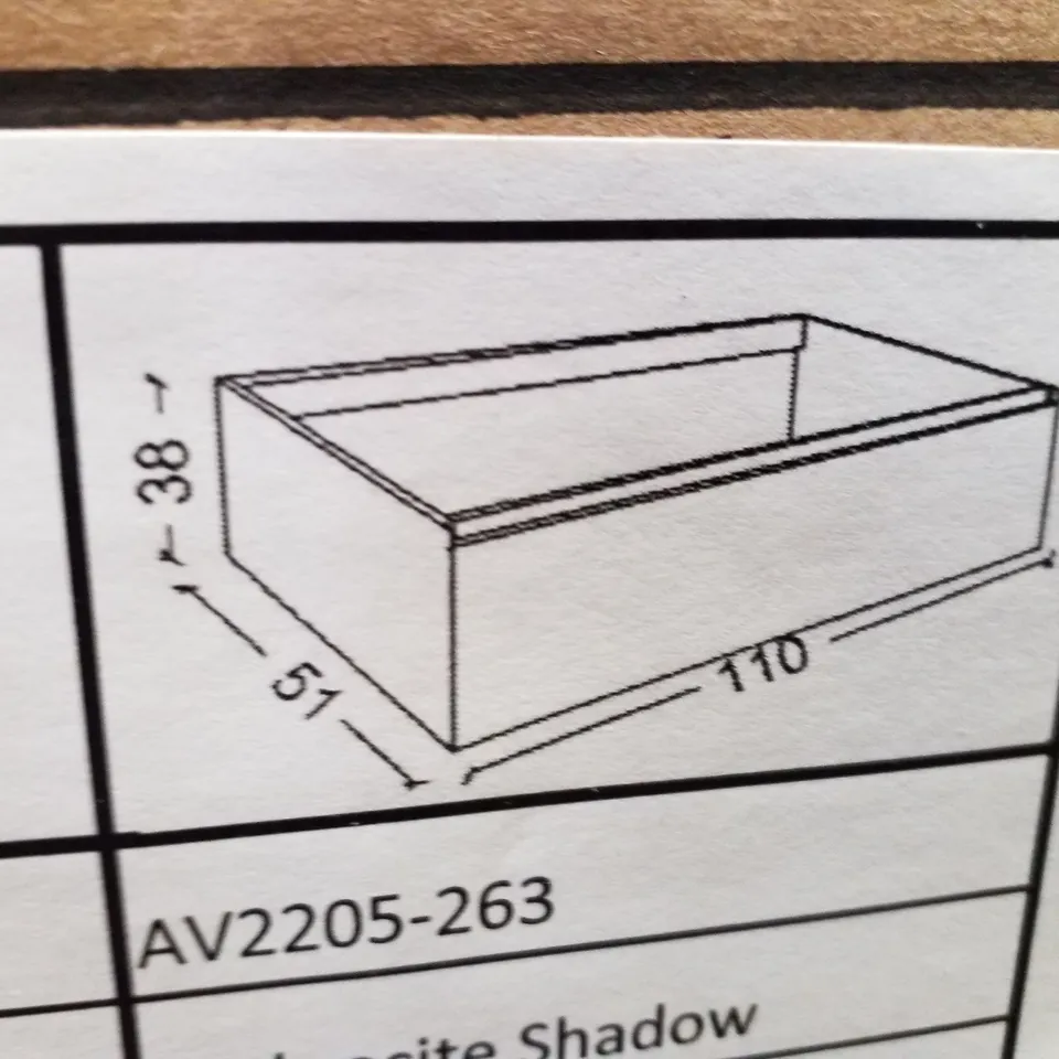 BOXED AS NEW CALYPSO ONETA SINGLE DRAWER WH VANITY UNIT IN ANTHRACITE SHADOW - 1180X380X600MM