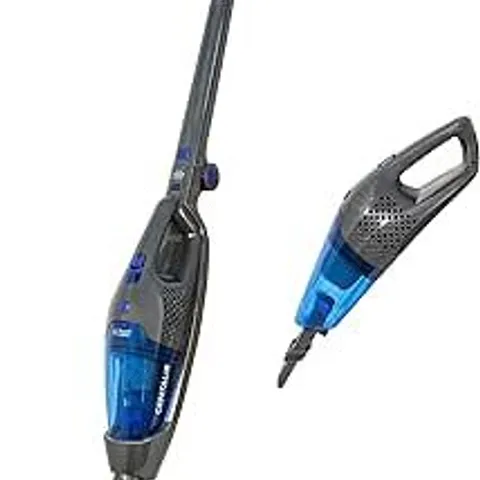 BOXED RUSSELL HOBBS CENTAUR 2 IN 1 CORDLESS, BAGLESS STICK VACUUM, 800W, 2 SPEED SETTINGS, 60-MIN RUN TIME IN GREY & BLUE