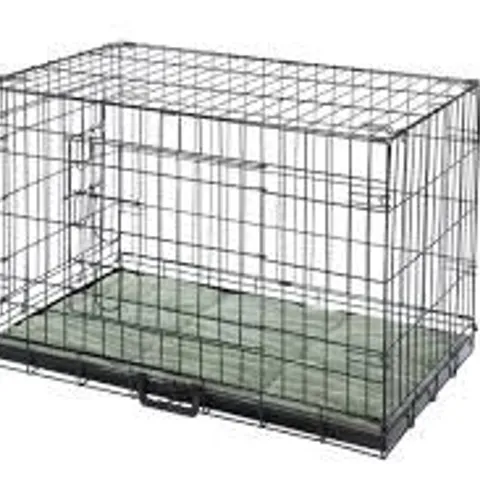BOXED CONFIDENCE PET DOG FOLDING 2 DOOR CRATE PUPPY CARRIER TRAINING CAGE WITH BED - MEDIUM (1 BOX)