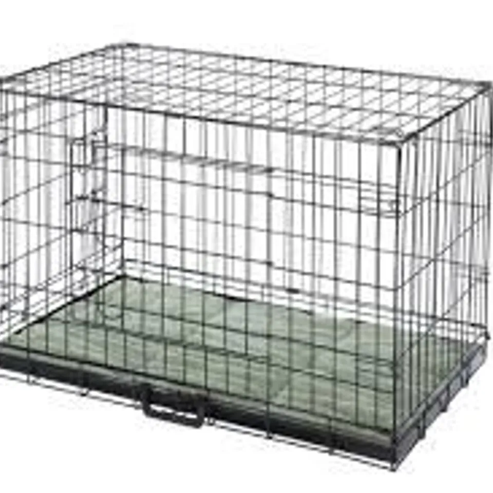 BOXED CONFIDENCE PET DOG FOLDING 2 DOOR CRATE PUPPY CARRIER TRAINING CAGE WITH BED - MEDIUM (1 BOX)