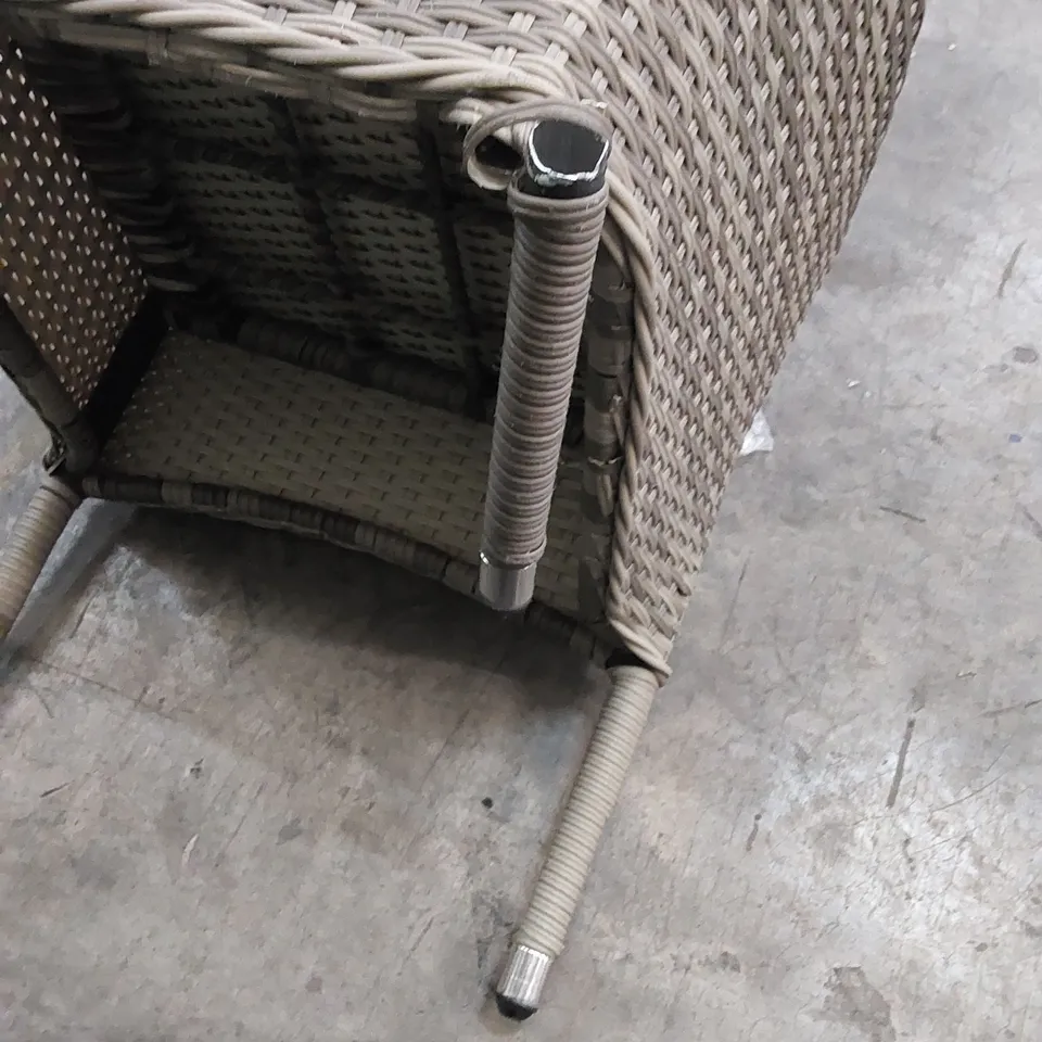 DESIGNER SET OF 6 GREY RATTAN CHAIRS WITH CUSHIONS