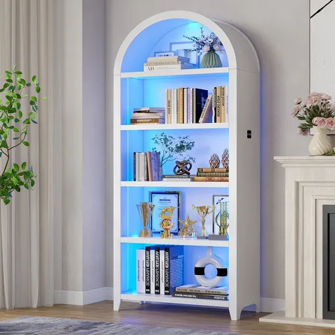 BOXED 175CM H × 75CM W BOOKCASE WITH TRI-COLOR SENSOR LIGHT 