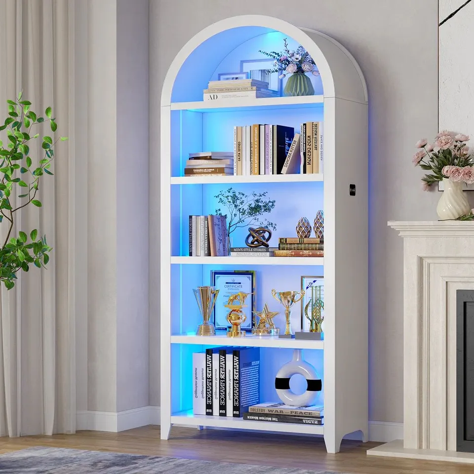 BOXED 175CM H × 75CM W BOOKCASE WITH TRI-COLOR SENSOR LIGHT 